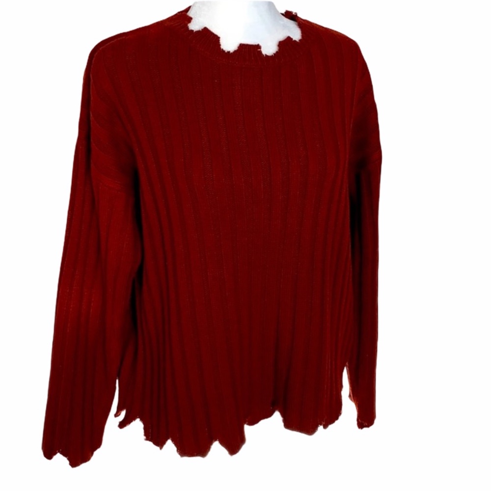 FOREVER 21 Rust Colored Ribbed Sweat with Cutouts